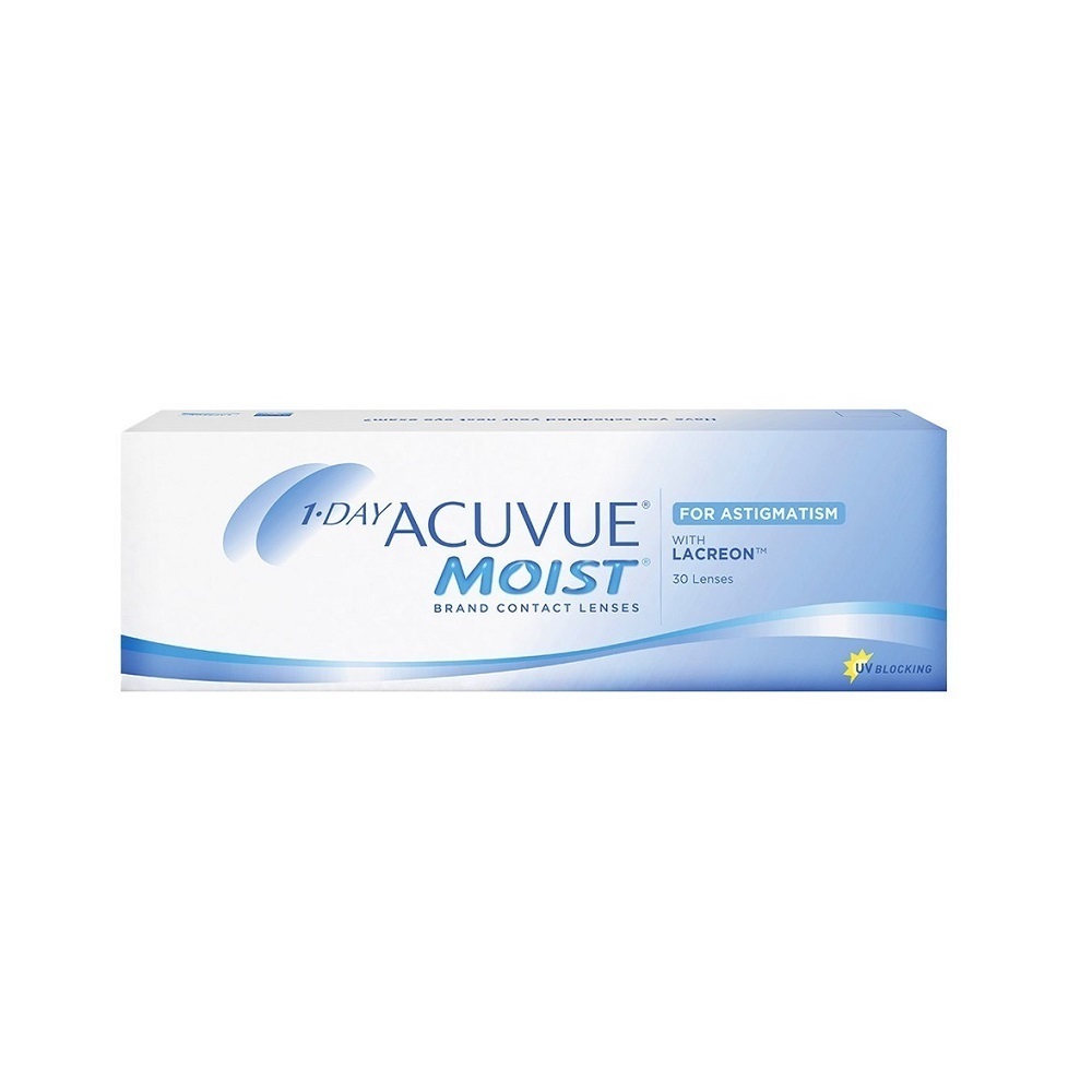 

Контактные линзы 1-DAY Acuvue Moist for Astigmatism 30 шт. R 8,5 -2,25/-1,75/160, 1 DAY MOIST for ASTIGMATISM (30 линз)/Ось 160/Цилиндр -1.75
