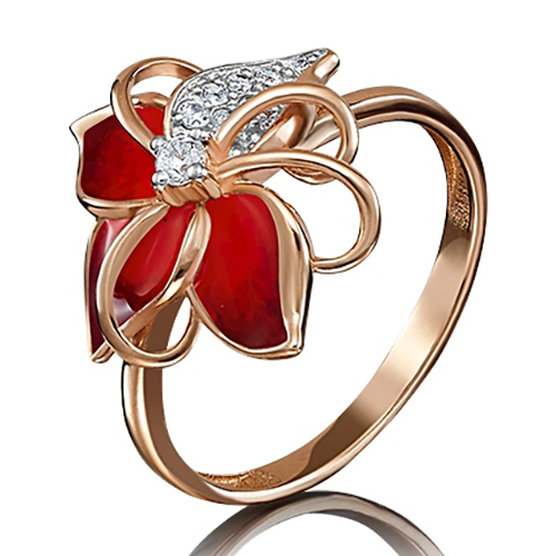 

Кольцо из красного золота с фианитом/эмалью р. 17 PLATINA jewelry 01-4776-01-401-1110-25, 01-4776-01-401-1110-25