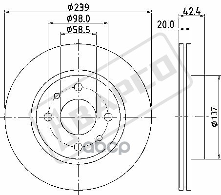 

Диск Тормозной Передний Вентилируемый BAPCO арт. BD0005