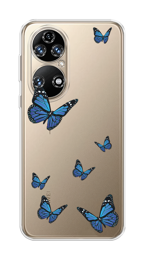 

Чехол на Huawei P50 "Blue butterflies", Синий;черный, 6104950-1