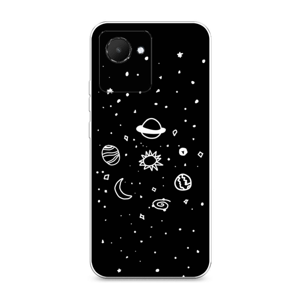 

Чехол на Realme C30 "Дудл солнечной системы", Бежевый;серый, 2510550-2
