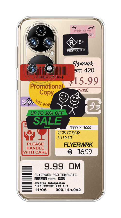 

Чехол на Huawei P50 "Коллаж из наклеек", Красный;желтый;зеленый;белый, 6104950-1