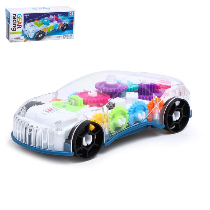 

Машина «Шестерёнки», свет и звук, работает от батареек