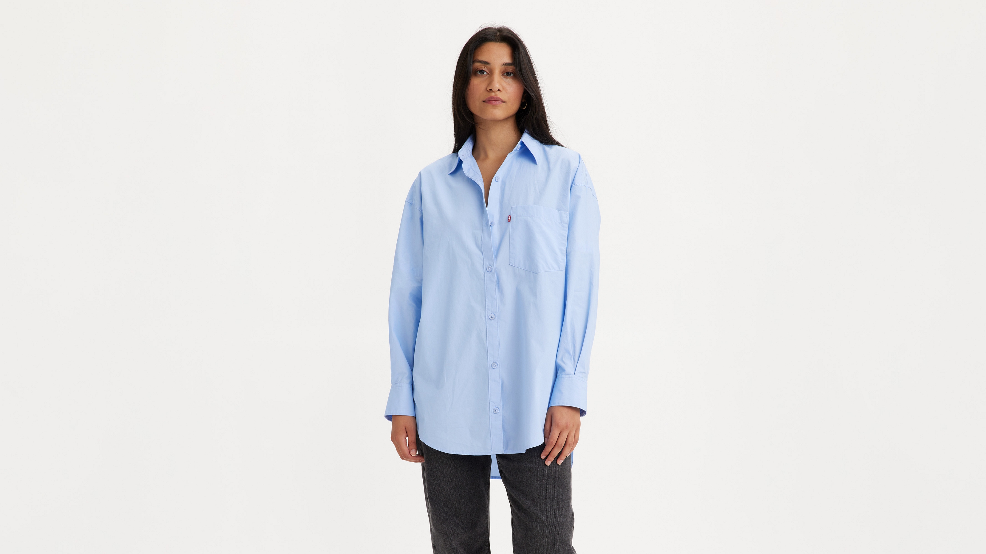 

Рубашка женская Levi's Women Nola Oversized Button Up Shirt голубая XS, Голубой, Women Nola Oversized Button Up Shirt