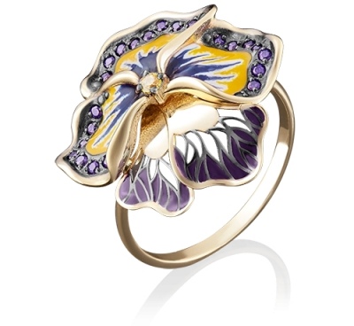 

Кольцо из золота р. 17 PLATINA jewelry 01-4847-00-404-1130-65, фианит\эмаль, 01-4847-00-404-1130-65