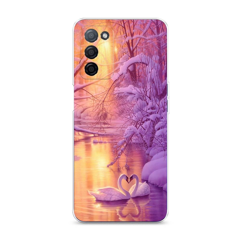

Чехол на Oppo A55s 5G "Зима 1", Фиолетовый;желтый, 2510150-2