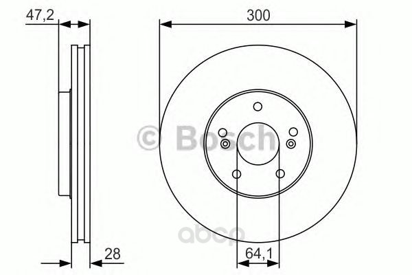 

Тормозной диск Bosch передний для Honda CR-V II 05-06, Accord 16" 03- d=300мм 0986479R47