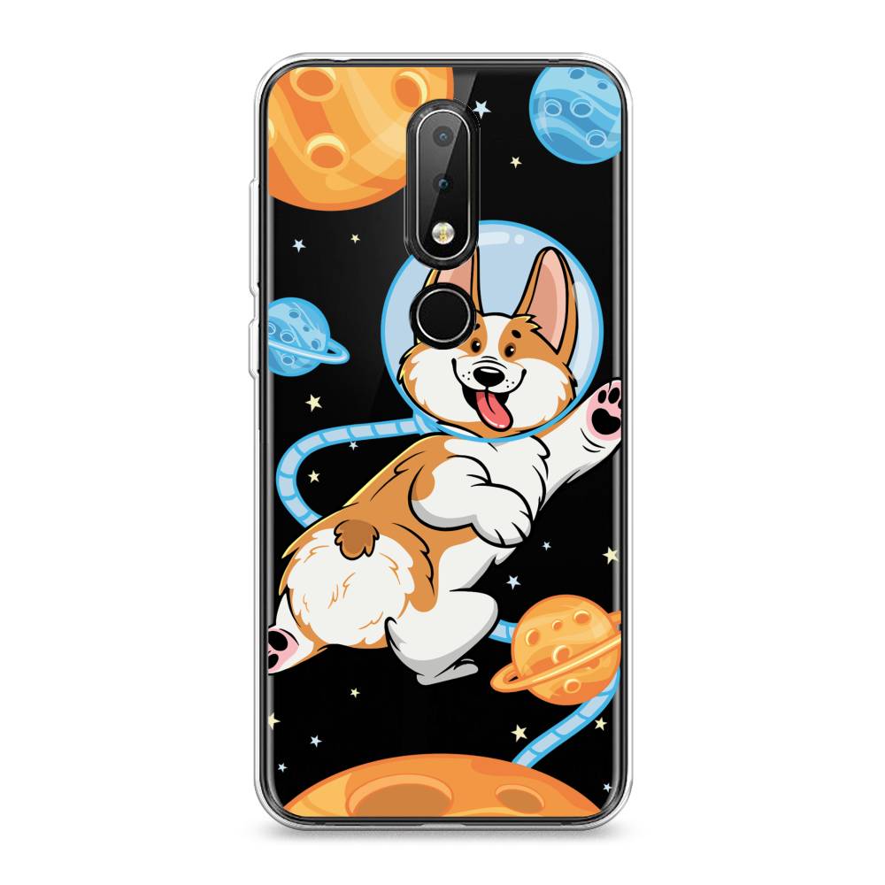 

Чехол на Nokia X6 "Корги-космонавт", Голубой;бежевый;белый, 121450-1