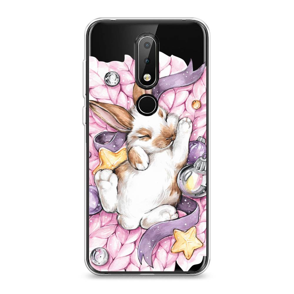 

Чехол на Nokia X6 "Кролик спит", Розовый;белый, 121450-5