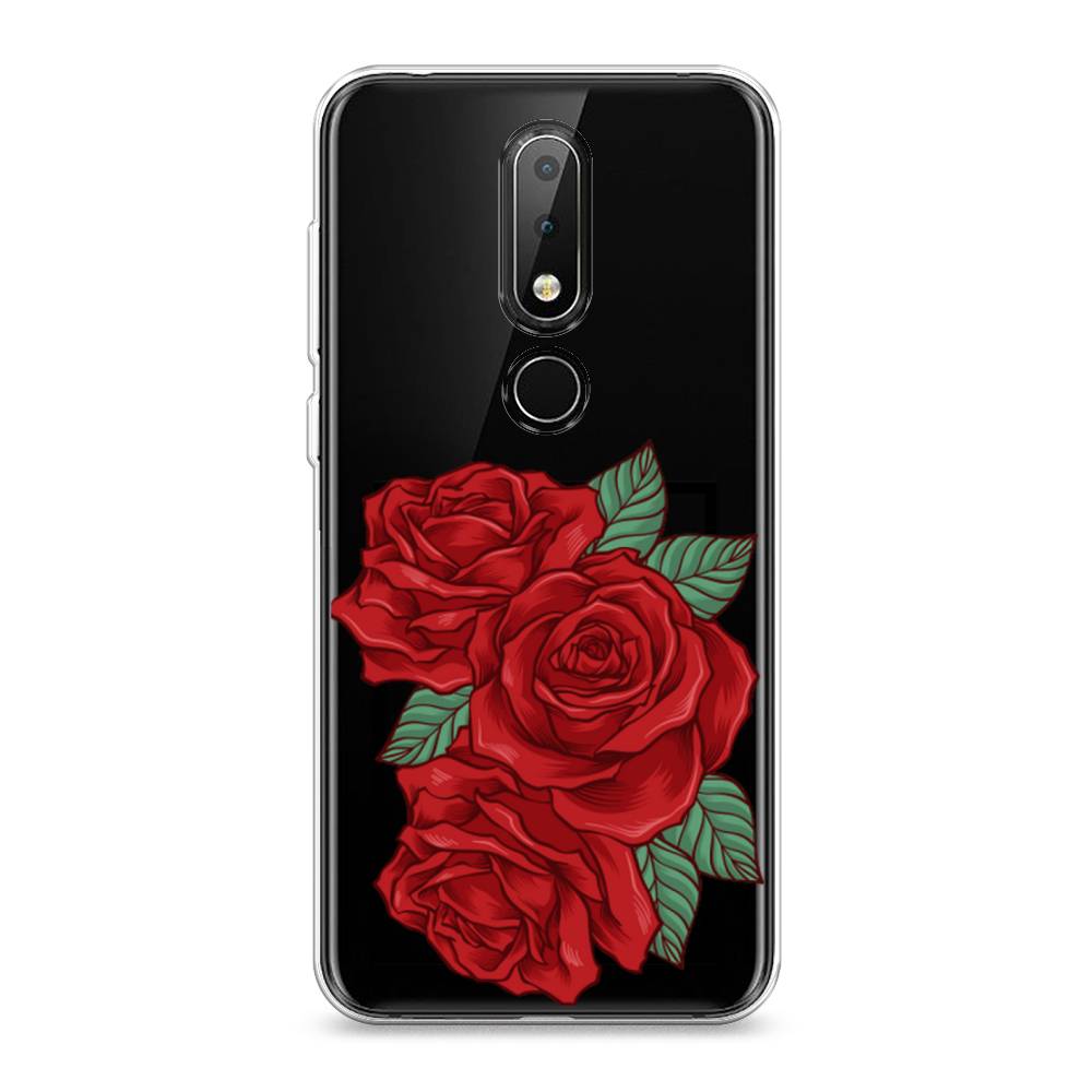 

Чехол на Nokia X6 "Три алые розы", Красный, 121450-2
