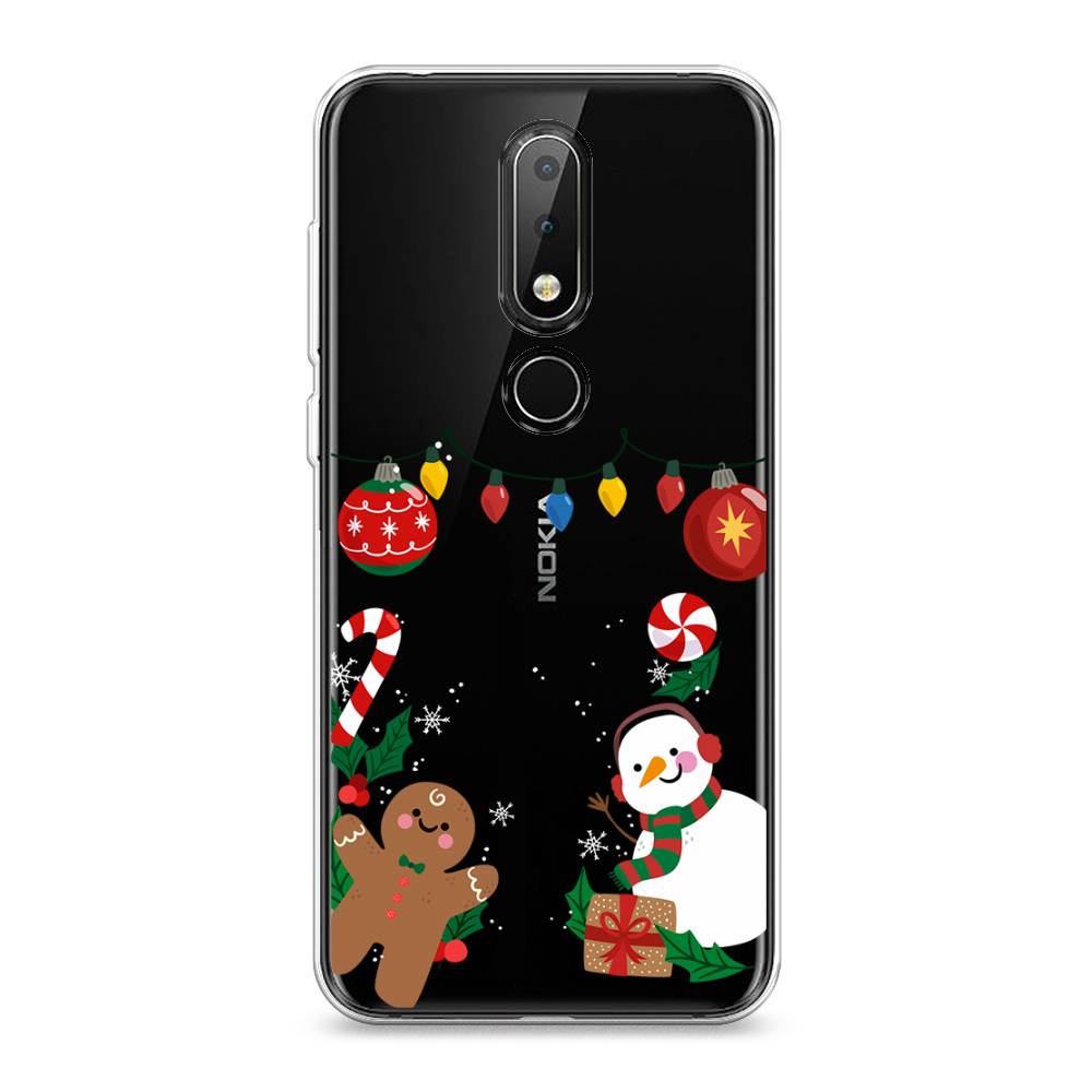 

Чехол на Nokia X6 "Новогоднее настроение", Коричневый;красный;зеленый, 121450-5