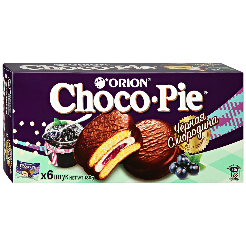 фото Печенье orion choco pie чёрная смородина 180 г