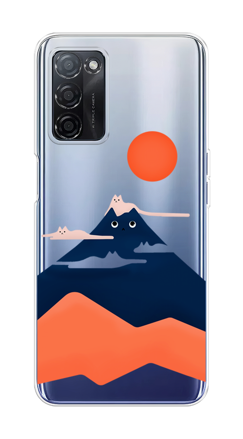 

Чехол на Oppo A55s 5G "Кот-гора", Черный;оранжевый, 2510150-4