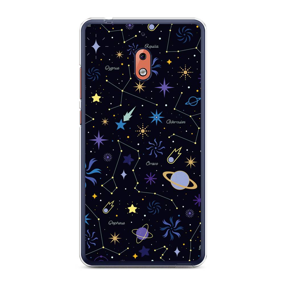 

Чехол на Nokia 2.1 "Цветной космос", Желтый, 121550-2