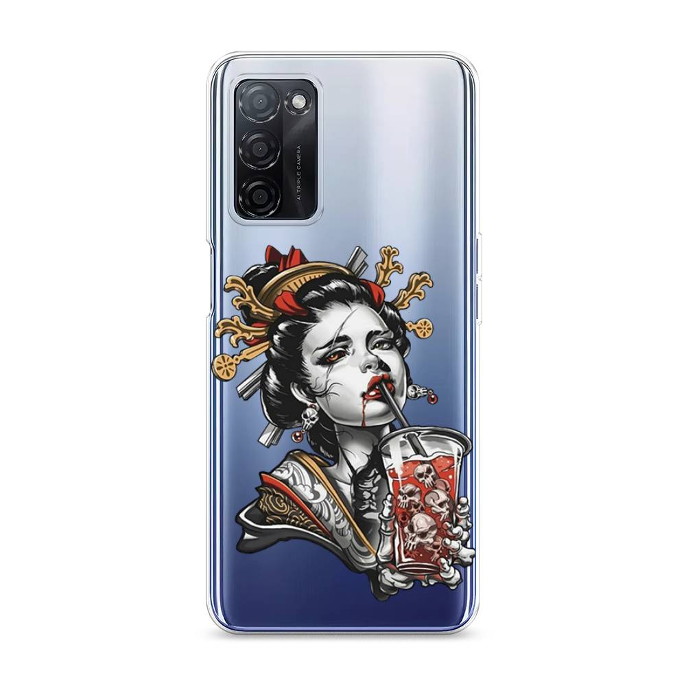 

Чехол на Oppo A55s 5G Опасная гейша, Красный;черный;серый, 2510150-4