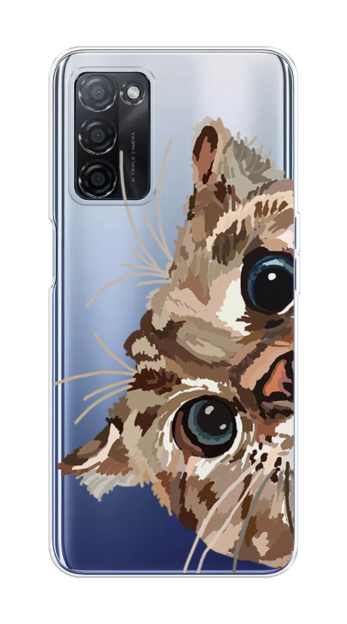 

Чехол на Oppo A55s 5G "Любопытный кот", Коричневый;синий;черный, 2510150-1