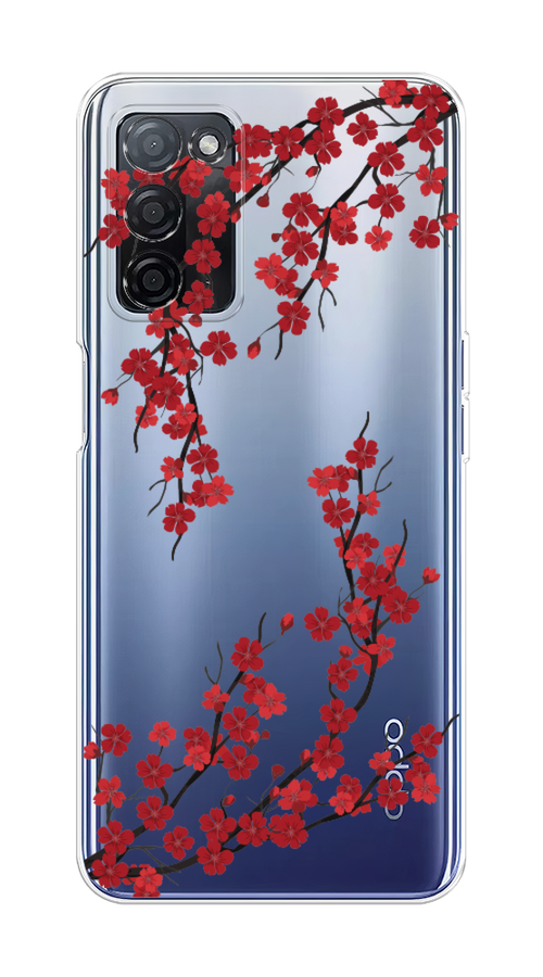 

Чехол на Oppo A55s 5G Красная сакура, Красный;черный, 2510150-2