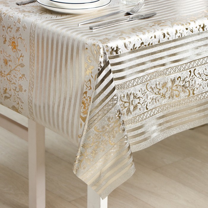 

Клеёнка столовая на тканевой основе «Винтаж», ширина 137 см, рулон 20 метров, цвет золотой, Золотистый