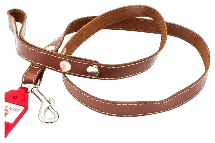 Поводок для собак Jack&King, кожаный, простроченный 20, коричневый, 120 см