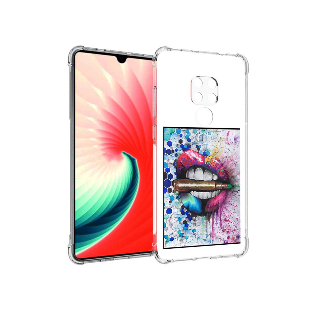 

Чехол MyPads Tocco для Huawei Mate 20 разноцветные губы с пулей, Прозрачный, Tocco