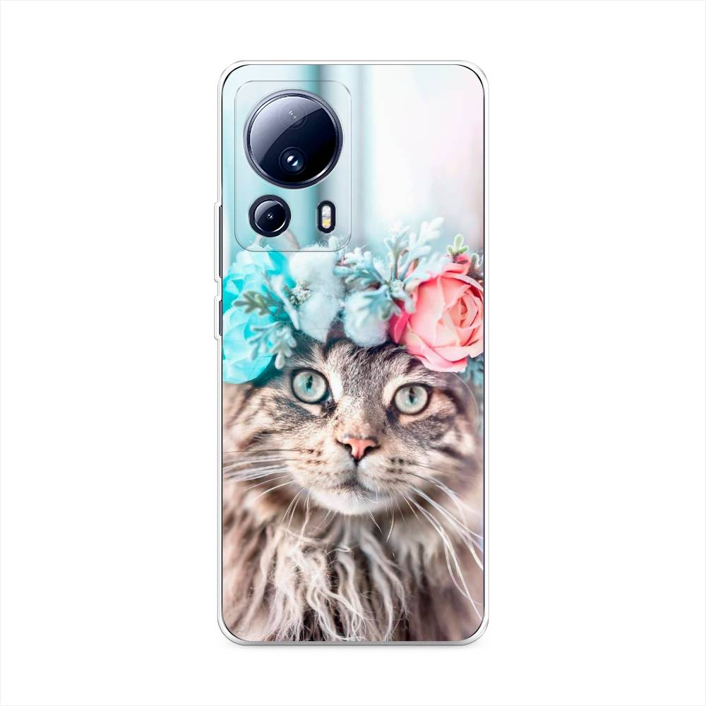 

Чехол Awog на Xiaomi 13 Lite "Кот в венке", Серый;голубой;розовый, 318150-2