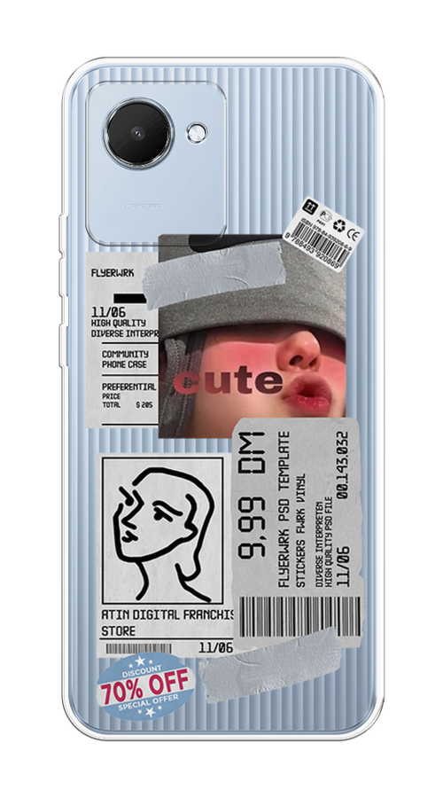

Чехол на Realme C30 "Cute girl collage", Розовый;серый;голубой, 2510550-6