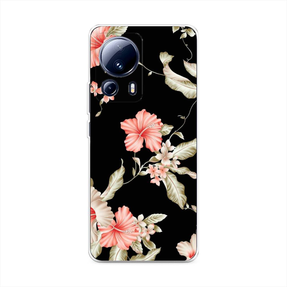 

Чехол Awog на Xiaomi 13 Lite "Цветы на черном", Черный;розовый, 318150-8
