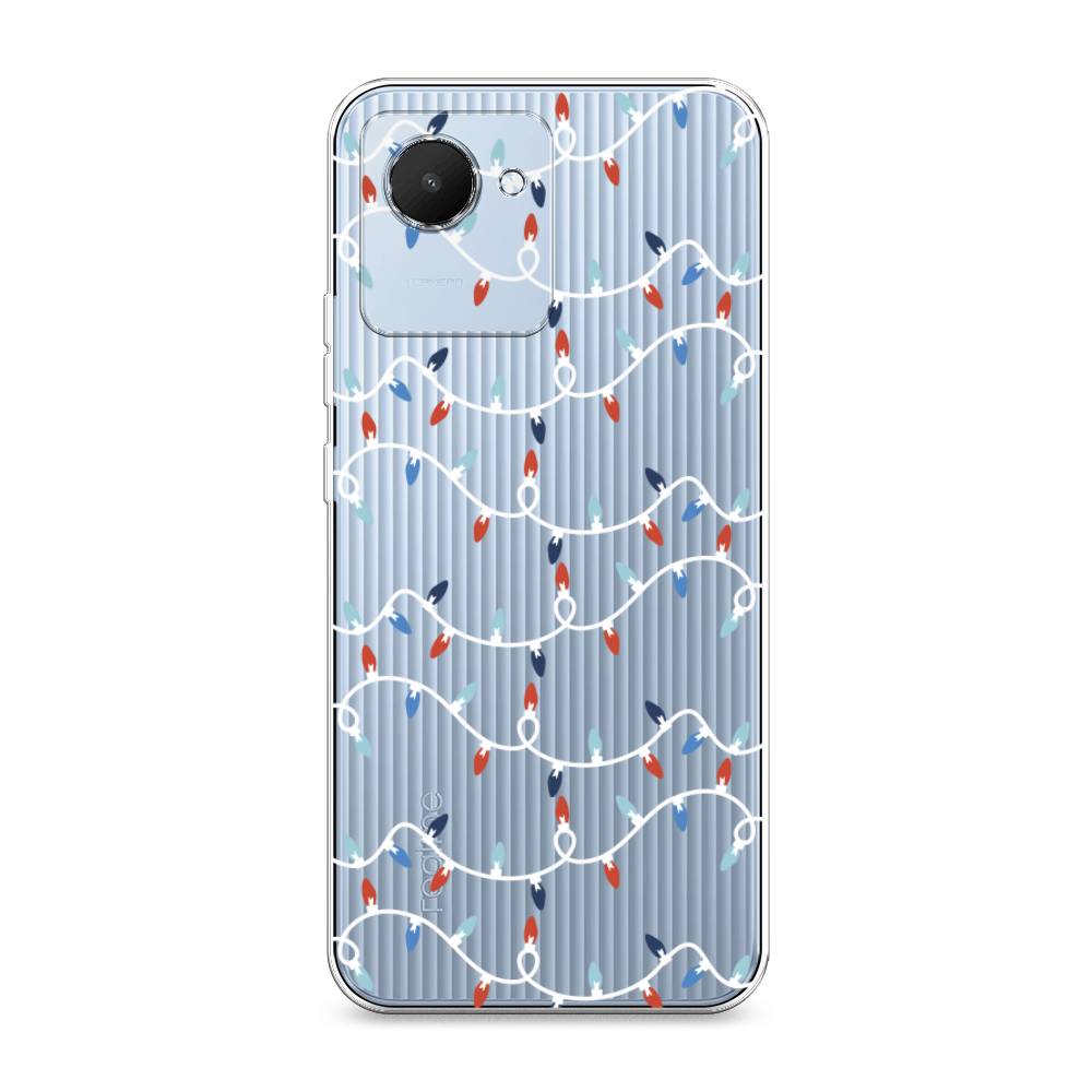 

Чехол на Realme C30 "Разноцветная гирлянда", Белый;красный;синий, 2510550-5