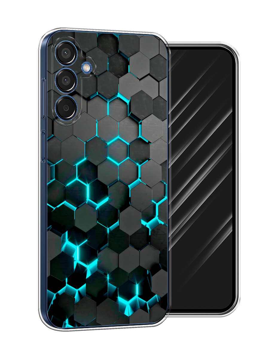 

Чехол Awog на Samsung Galaxy M15 5G "Соты бирюзовые", Черный;бирюзовый;синий, 2109550-1