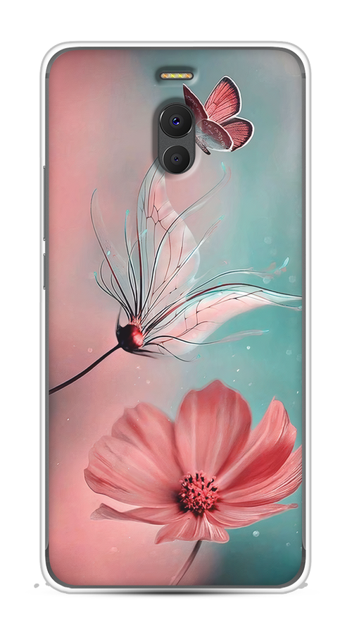 

Чехол на Meizu M6 Note "Бабочка и цветок", Голубой;розовый, 72150-1