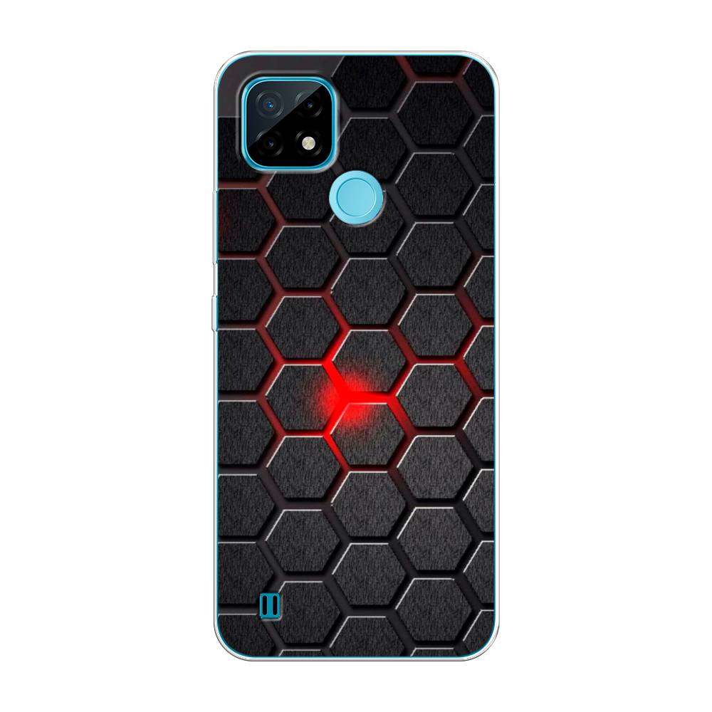 

Чехол на Oppo Realme C21 "Соты красные", Красный;черный;серый, 254950-3
