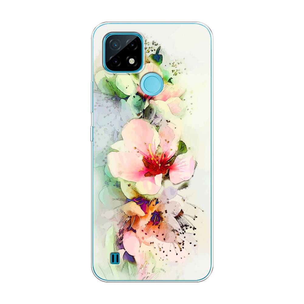 

Чехол на Oppo Realme C21 "Нежные цветы", Зеленый;розовый, 254950-2