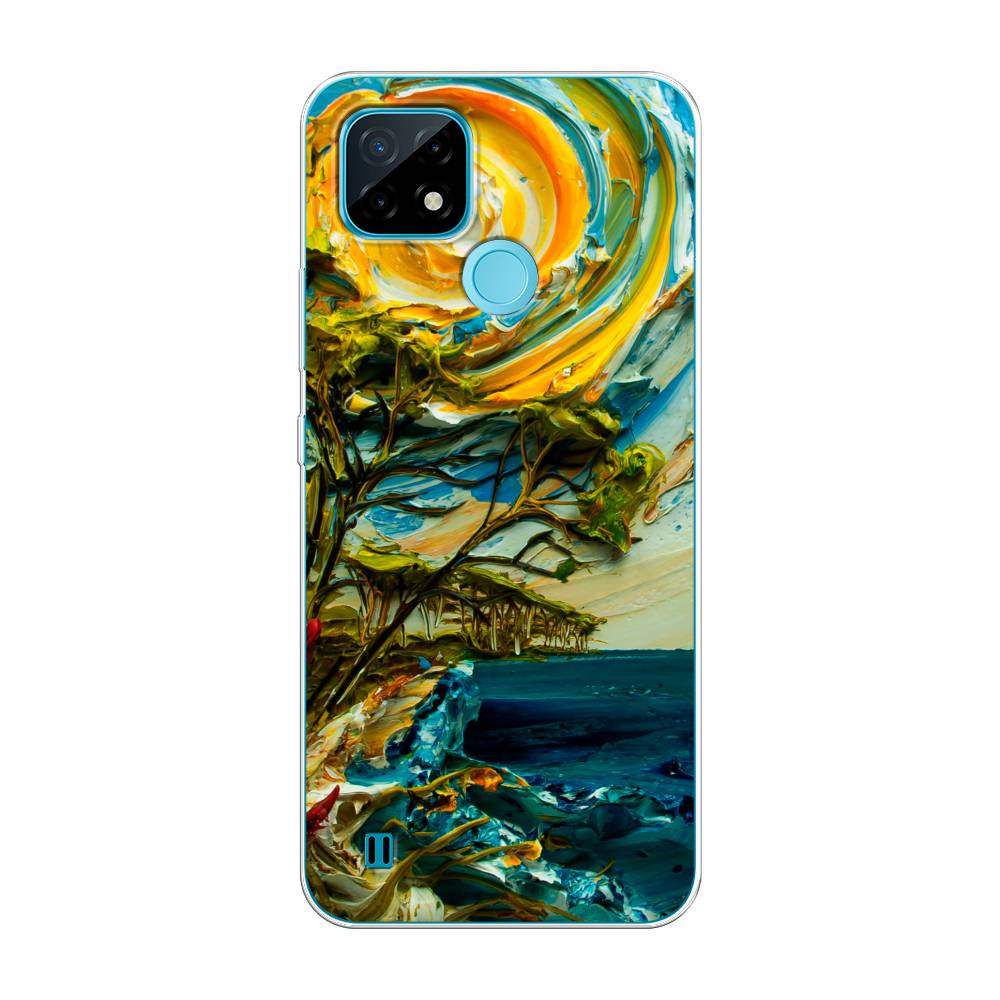 

Чехол на Oppo Realme C21 "Солнце живопись", Желтый;синий, 254950-4