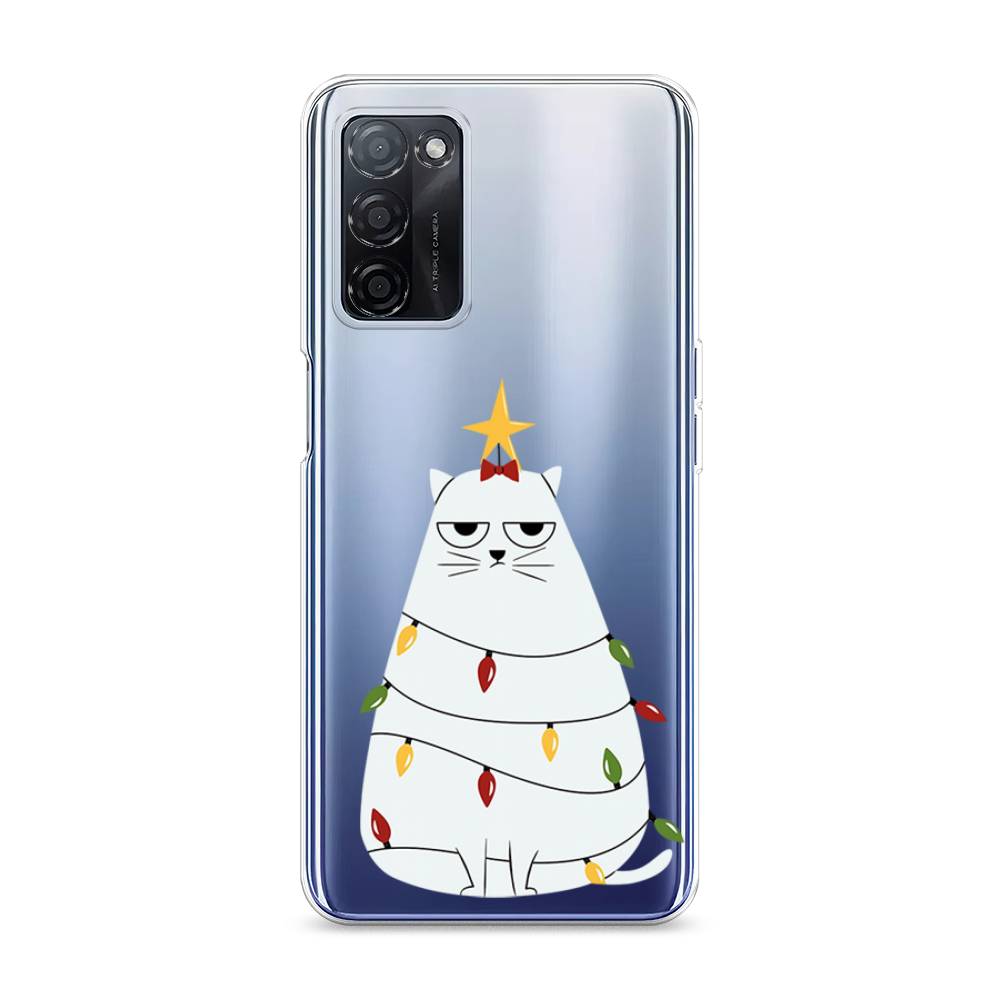 Чехол на Oppo A55s 5G Котик в гирлянде