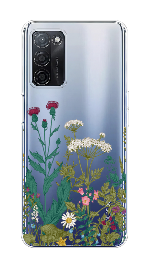 

Чехол на Oppo A55s 5G "Дикие полевые цветы", Зеленый;розовый;белый, 2510150-2