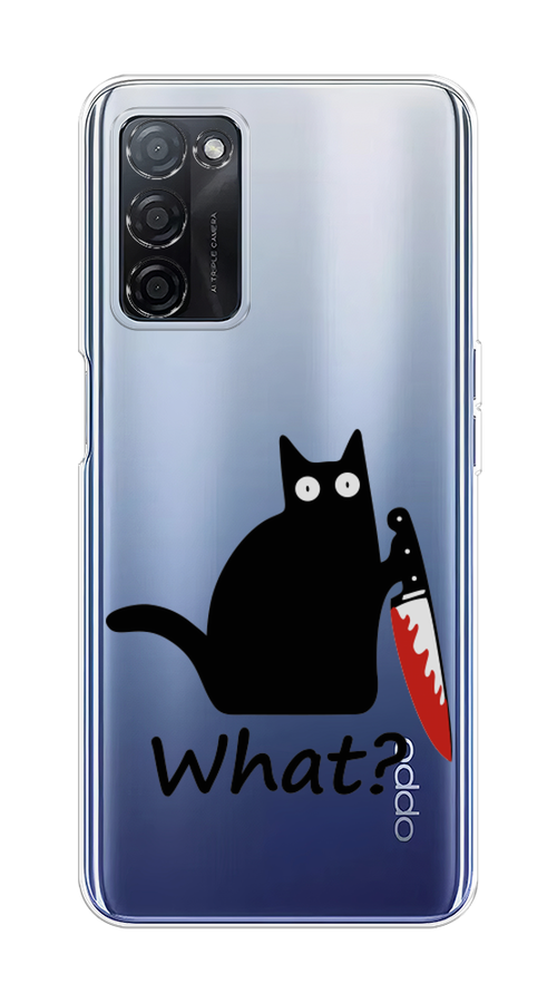 

Чехол на Oppo A55s 5G Котик с ножом, Черный;красный, 2510150-6