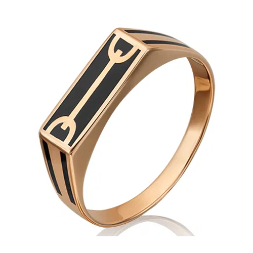 

Кольцо печатка из красного золота р.  PLATINA jewelry 01-4167-00-000-1110-25, эмаль, 01-4167-00-000-1110-25