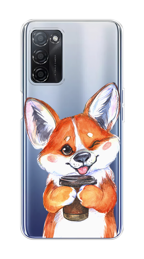 

Чехол на Oppo A55s 5G Корги с кофе, Оранжевый;белый, 2510150-4