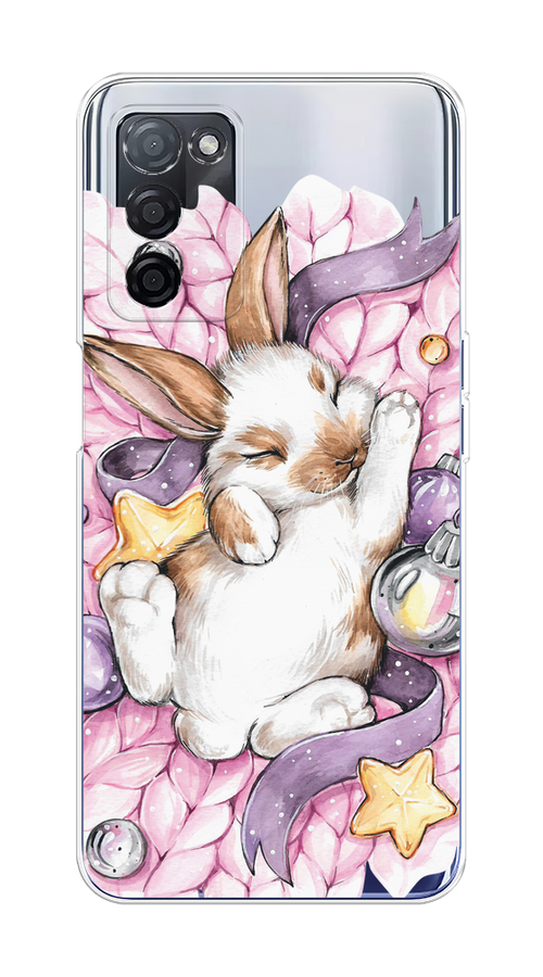 

Чехол на Oppo A55s 5G "Кролик спит", Розовый;белый, 2510150-5
