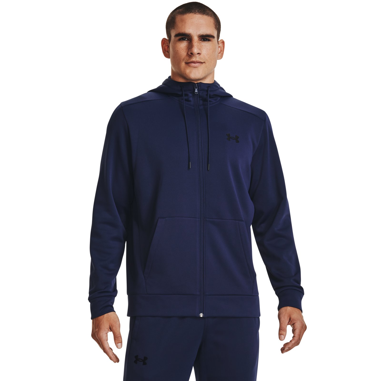 Толстовка унисекс Under Armour Ua Armour Fleece Fz Hoodie-Nvy синяя MD