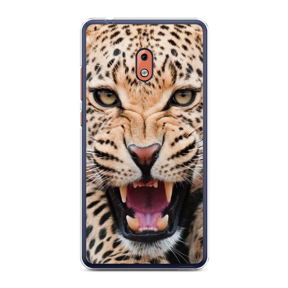 

Чехол на Nokia 2.1 "Леопард 3d", Бежевый;черный, 121550-6