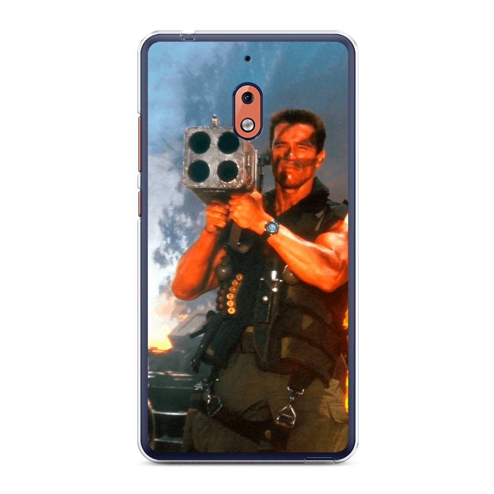 

Чехол на Nokia 2.1 "Арнольд Шварцнеггер с базукой", Голубой;коричневый, 121550-6