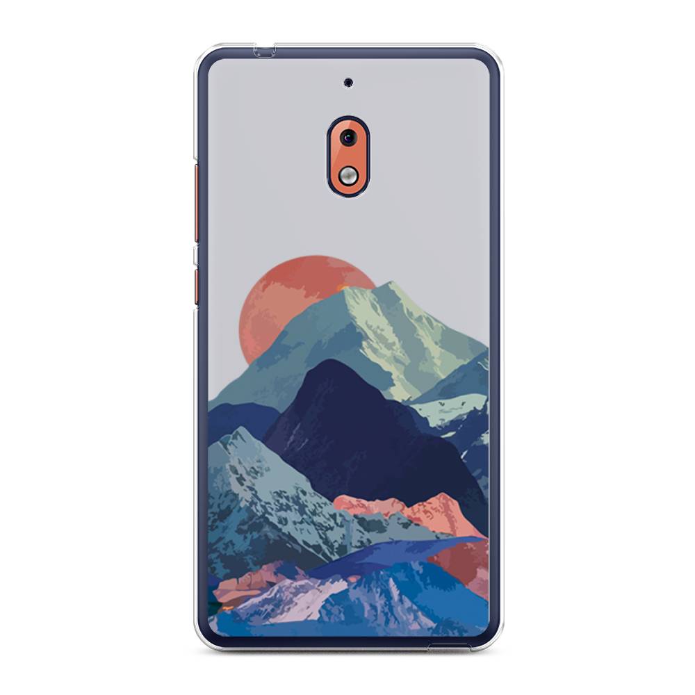 

Чехол на Nokia 2.1 "Закат в снежных горах", Красный;серый;голубой, 121550-2
