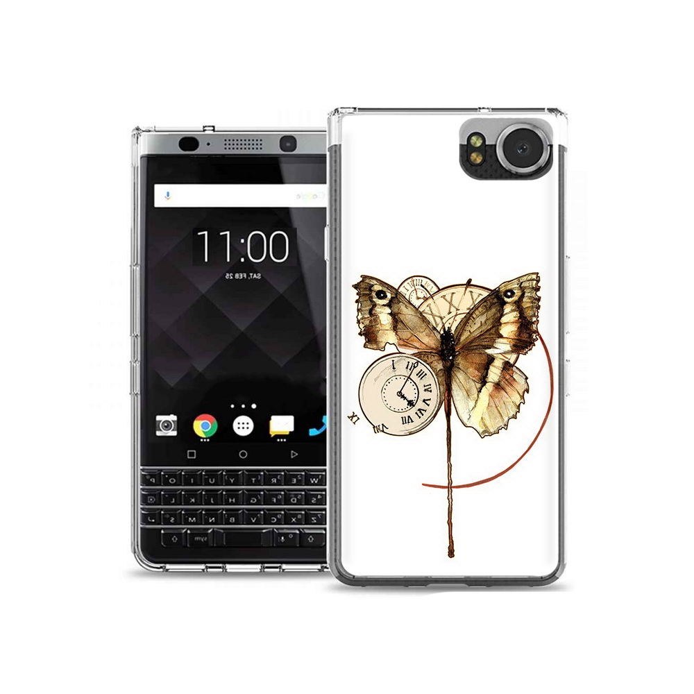 Чехол MyPads Tocco для BlackBerry KeyOne старинные часы с бабочкой