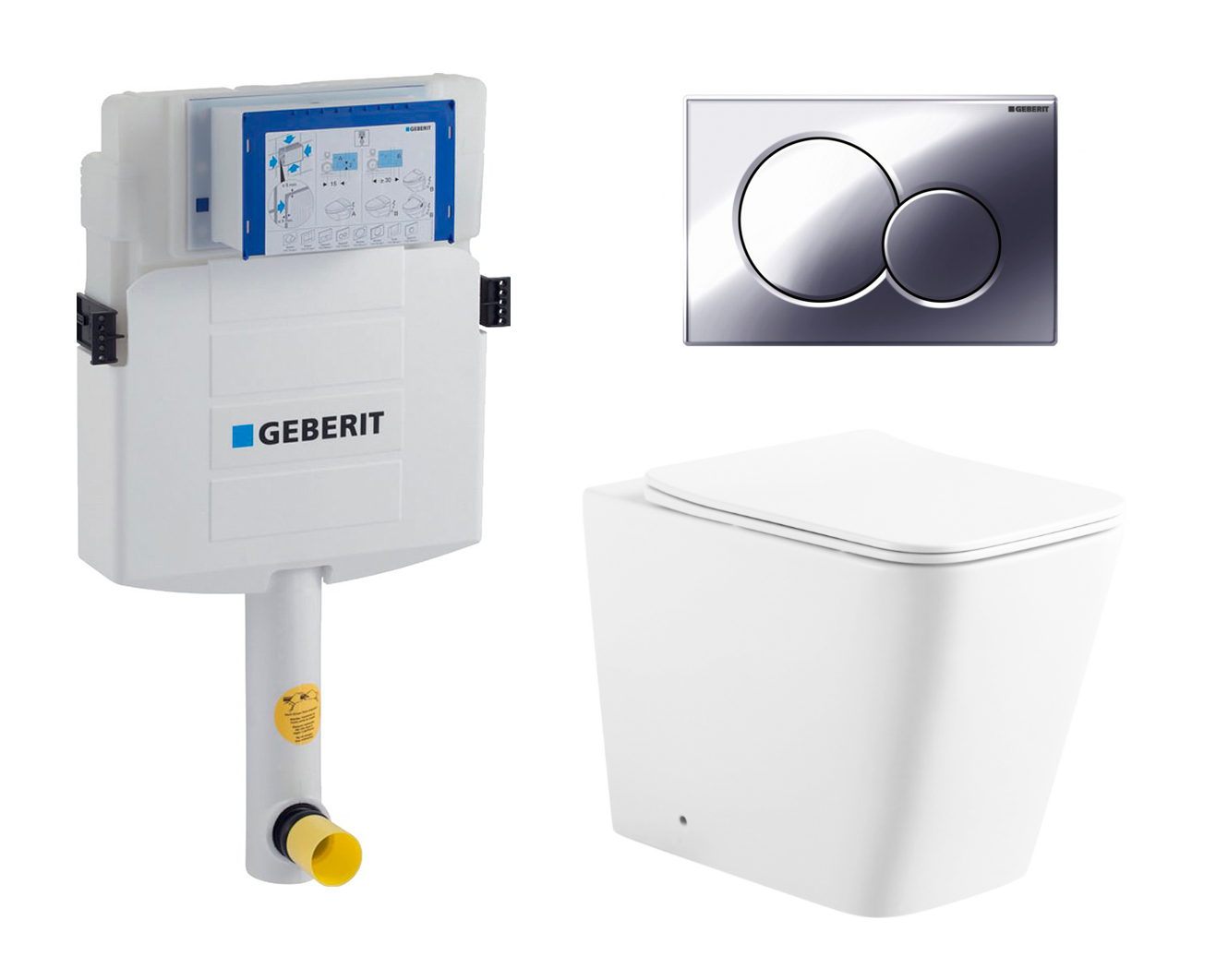 

Комплект: смывной бачок Geberit Duofix + унитаз Binario + кнопка хром, 535642