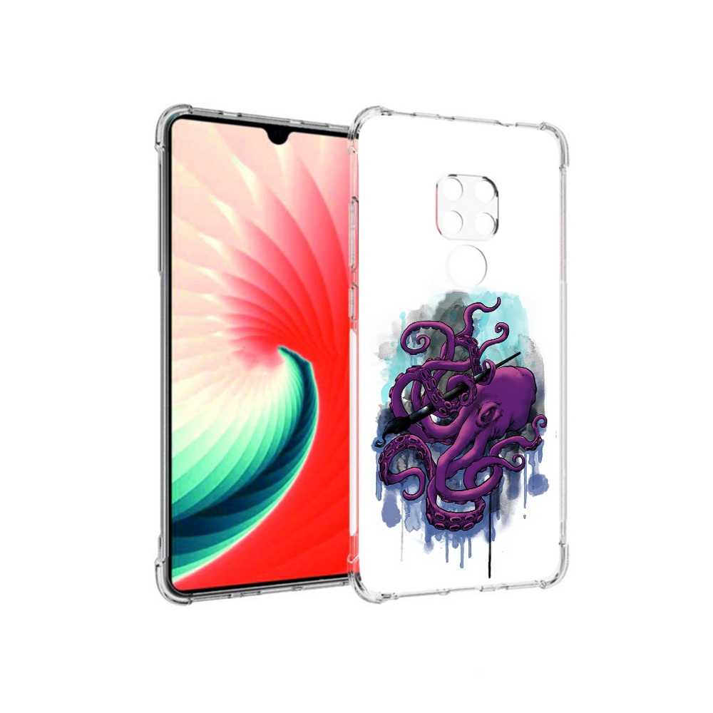 

Чехол MyPads Tocco для Huawei Mate 20 фиолетовый осьминог, Прозрачный, Tocco