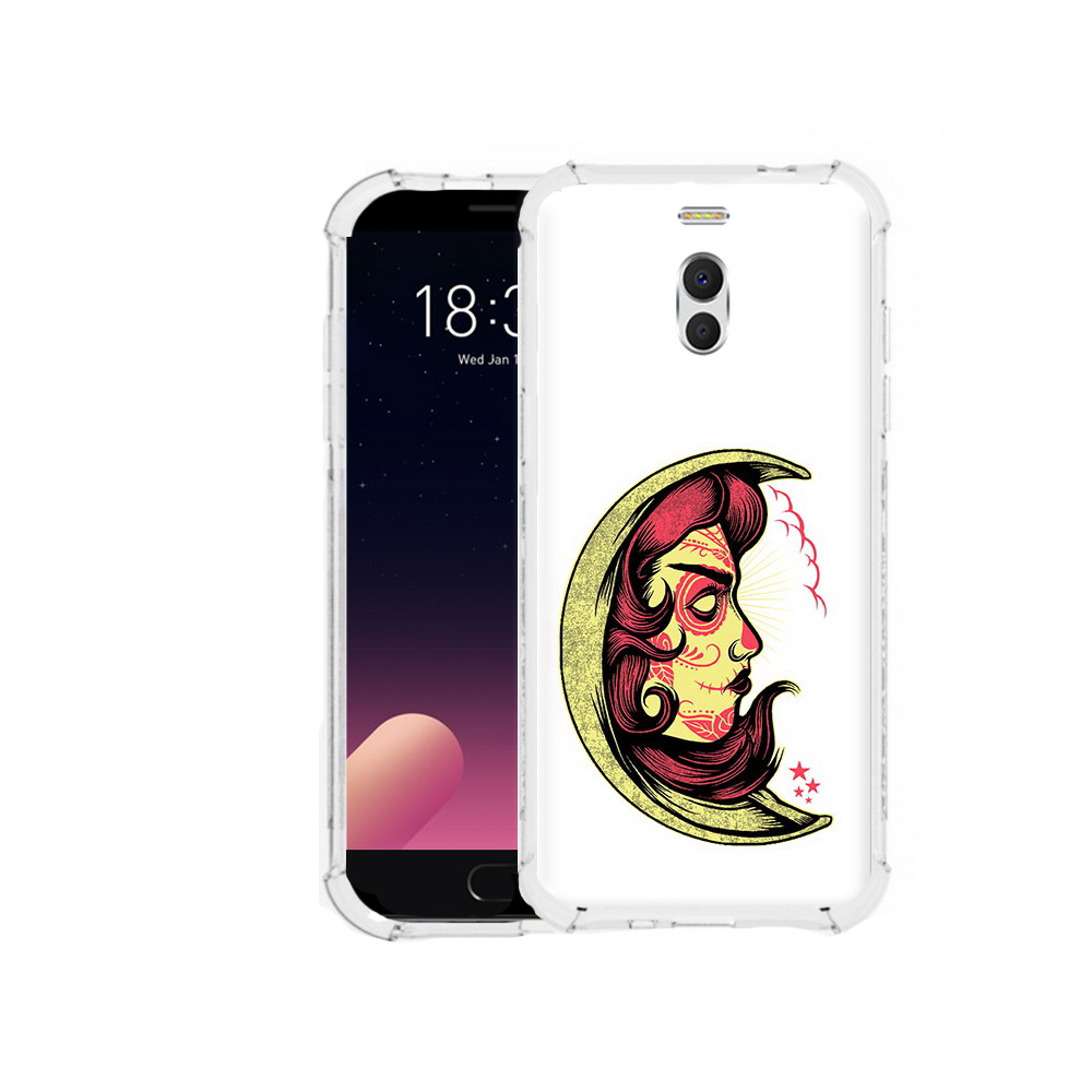 

Чехол MyPads Tocco для Meizu M6 Note желтый полумесяц с лицом девушки, Прозрачный, Tocco