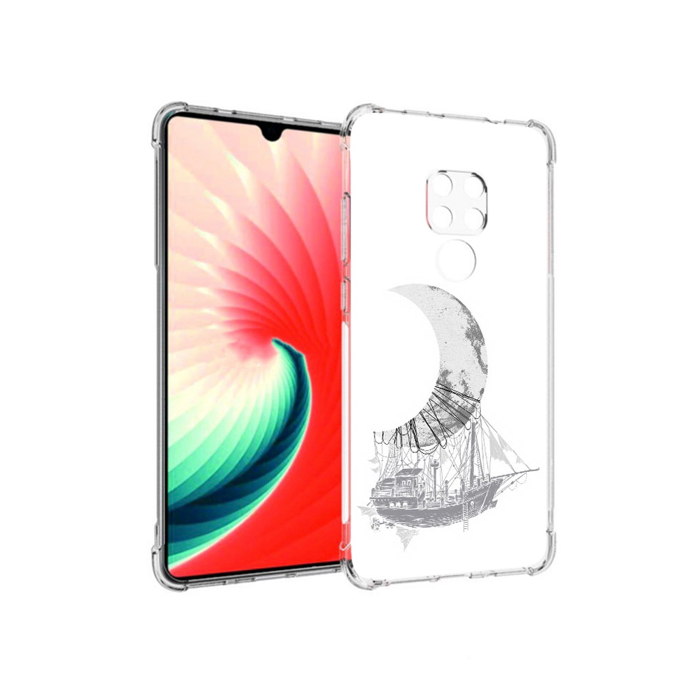 

Чехол MyPads Tocco для Huawei Mate 20 черно белый корабль полумесяц, Прозрачный, Tocco