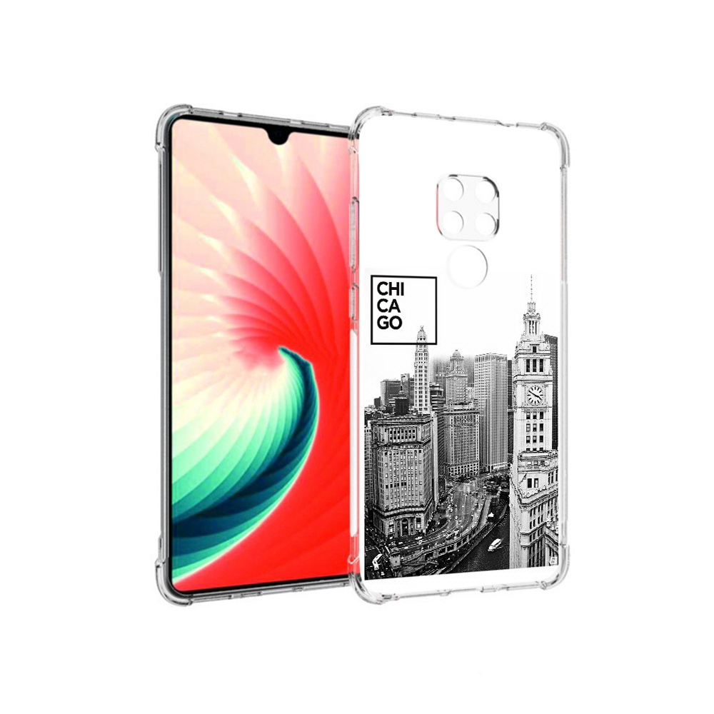 

Чехол MyPads Tocco для Huawei Mate 20 черно белый чикаго, Прозрачный, Tocco