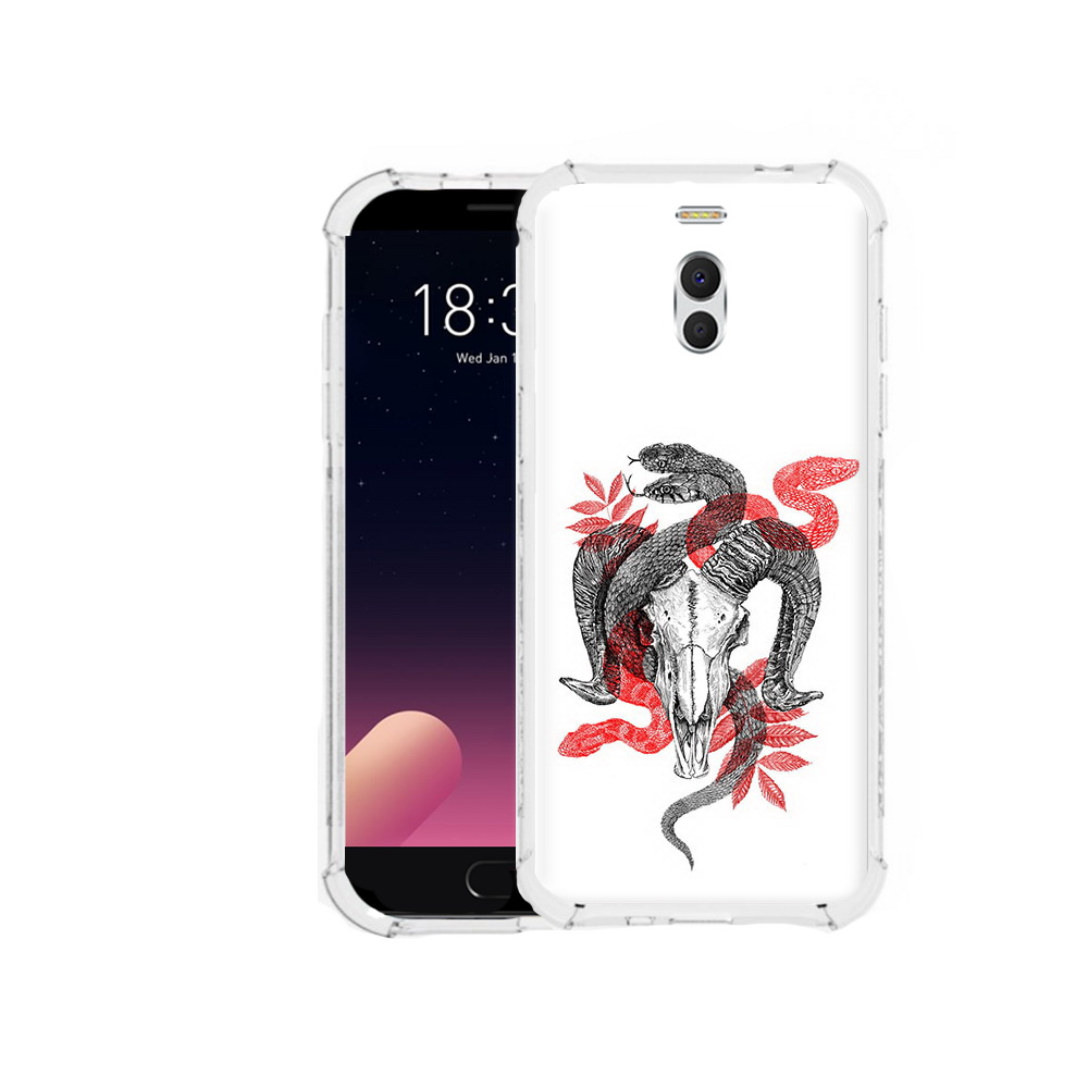 

Чехол MyPads Tocco для Meizu M6 Note змея в черепе рисунок, Прозрачный, Tocco